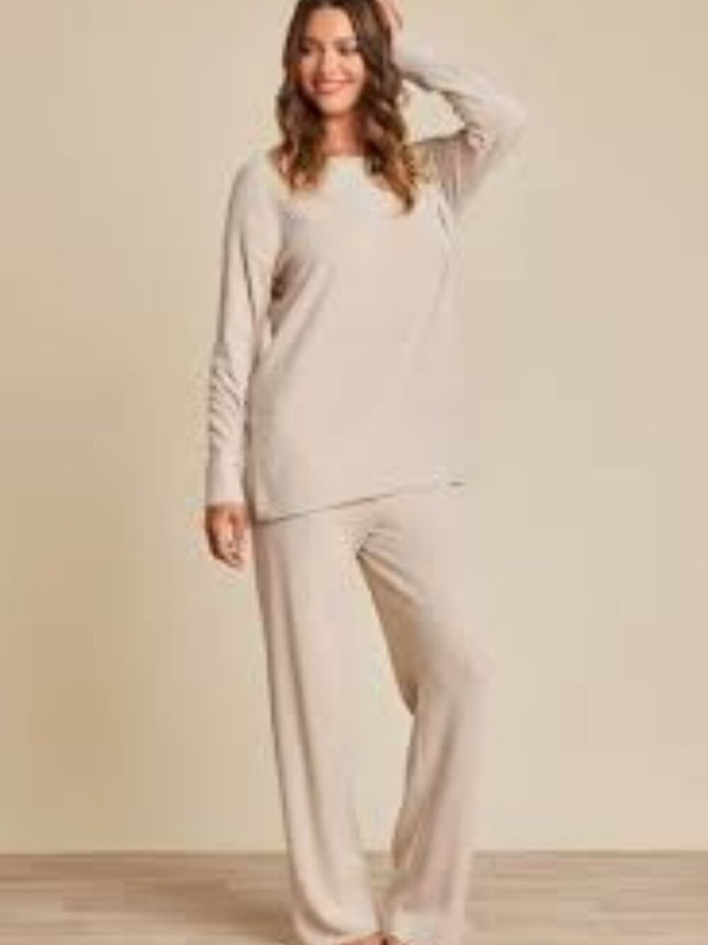 31 - NWT BAREFOOT DREAM COZYCHIC ULTRA LITE CRENECK WITH HIGH SLITS STONE - Picture 3 of 6